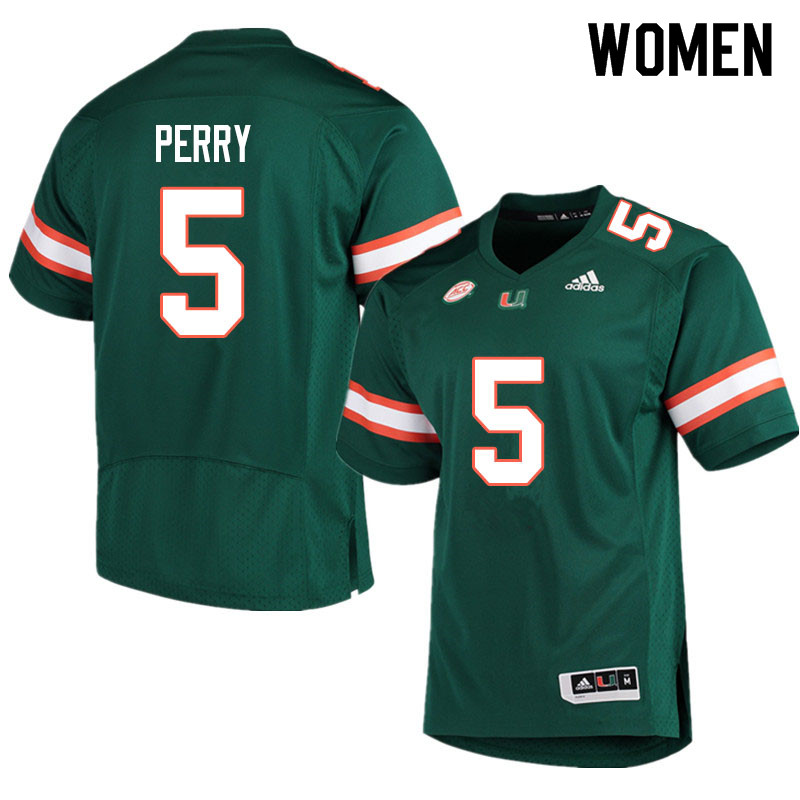 Adidas Miami Hurricanes Women #5 N'Kosi Perry College Football Jerseys Sale-Green